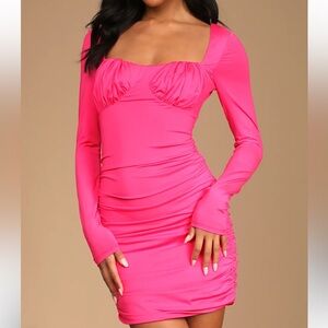 Lulu's feel the attraction Pink Long Sleeve Dress